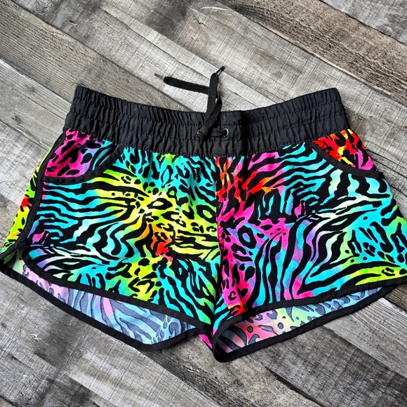 Pants - M4EO Made For Each Other Multicolor Zebra Fluorescent Summer Shorts Womens Med